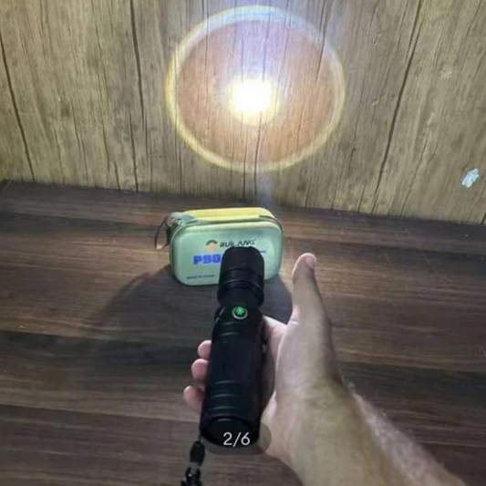 Rechargeable P90 LED Flashlight with Case & USB Cable