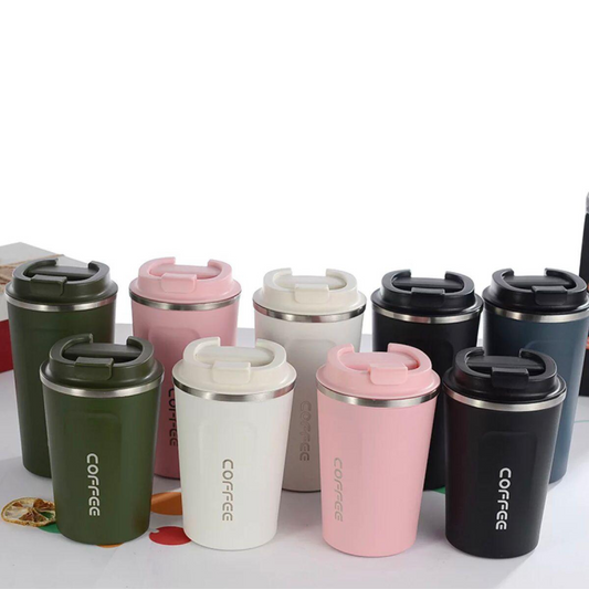 Stainless Steel Coffee Mug – Travel Thermos Cup with Lid