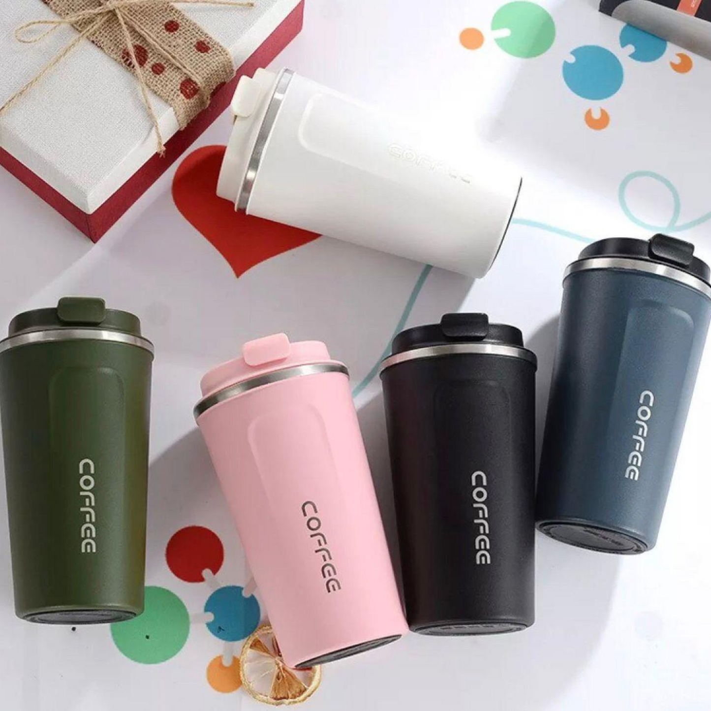 Stainless Steel Coffee Mug – Travel Thermos Cup with Lid