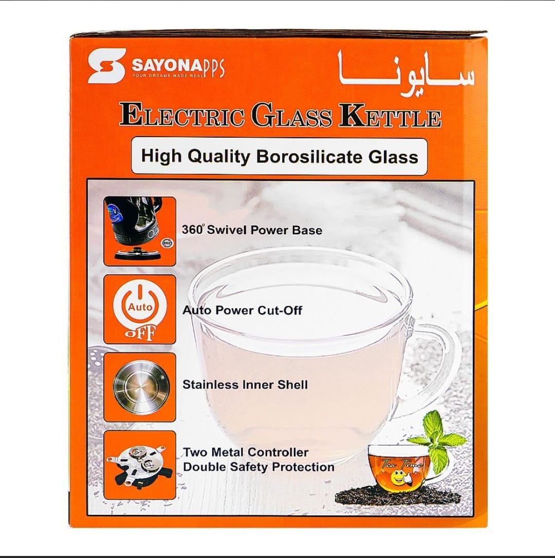Sayona Glass Electric Kettle, 1355W, 1800ml, SK-4505