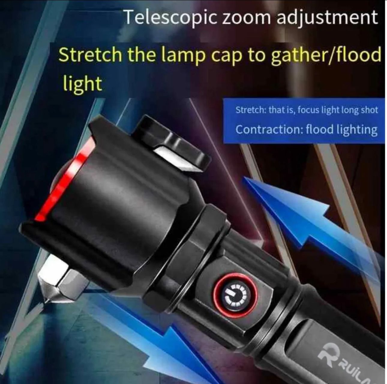 Heavy Duty Metal Zoom Torch Light / Flashlight | Type-C in + Powerbank | RuiLang RL-2210